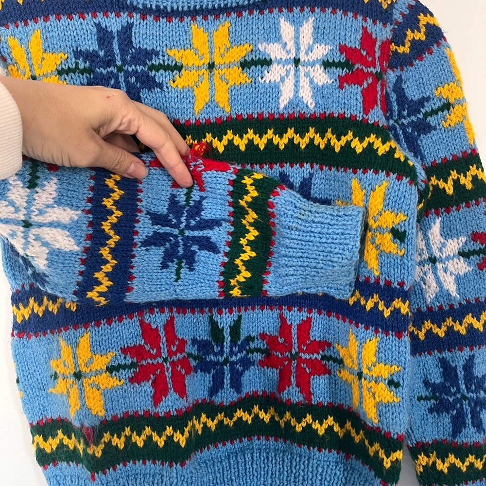 Vinty handmade Colorful Patterned kids  snowflake Knit Sweater - Picture 3 of 7